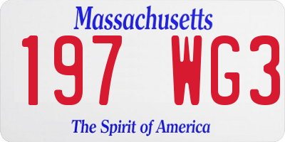 MA license plate 197WG3