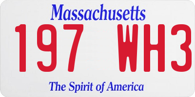 MA license plate 197WH3