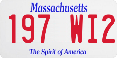 MA license plate 197WI2