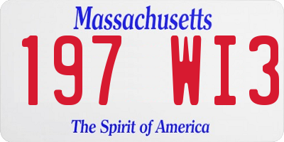 MA license plate 197WI3