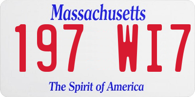 MA license plate 197WI7