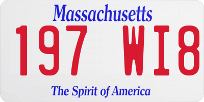 MA license plate 197WI8