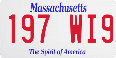MA license plate 197WI9