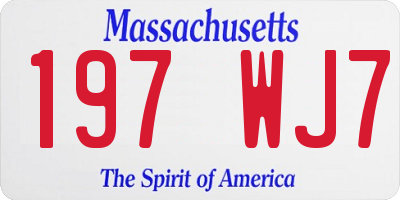 MA license plate 197WJ7