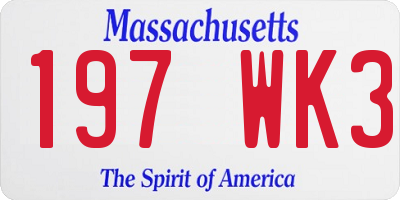 MA license plate 197WK3
