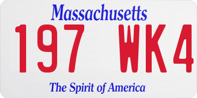 MA license plate 197WK4