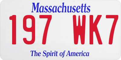 MA license plate 197WK7