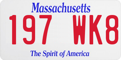 MA license plate 197WK8