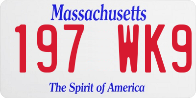 MA license plate 197WK9