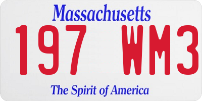 MA license plate 197WM3