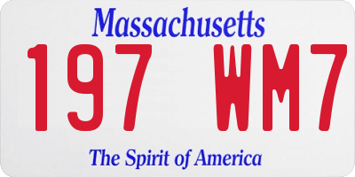 MA license plate 197WM7