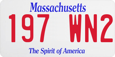 MA license plate 197WN2