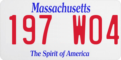 MA license plate 197WO4