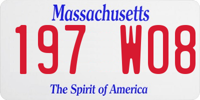 MA license plate 197WO8