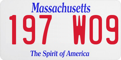 MA license plate 197WO9