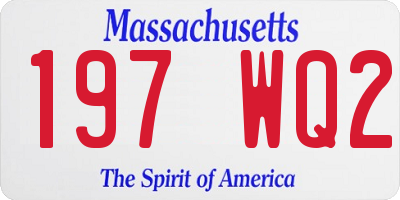 MA license plate 197WQ2
