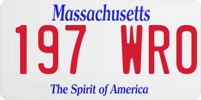 MA license plate 197WR0
