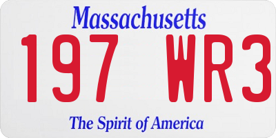 MA license plate 197WR3