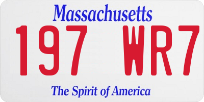 MA license plate 197WR7
