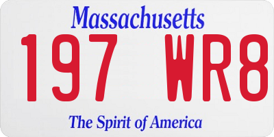 MA license plate 197WR8