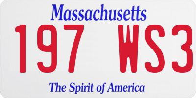 MA license plate 197WS3