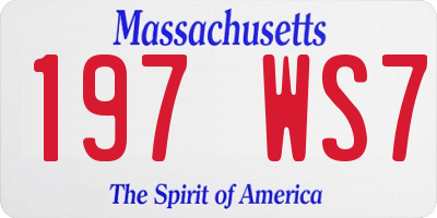 MA license plate 197WS7