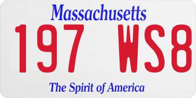 MA license plate 197WS8