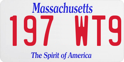 MA license plate 197WT9