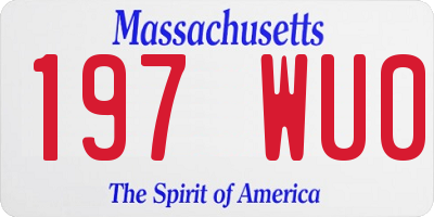 MA license plate 197WU0