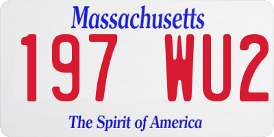 MA license plate 197WU2