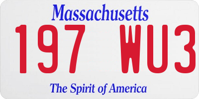 MA license plate 197WU3