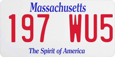 MA license plate 197WU5