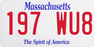 MA license plate 197WU8