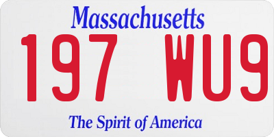 MA license plate 197WU9