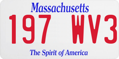 MA license plate 197WV3