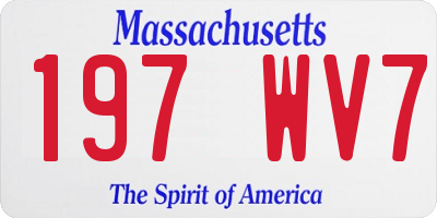 MA license plate 197WV7
