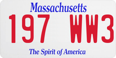 MA license plate 197WW3