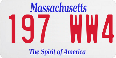 MA license plate 197WW4