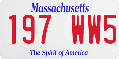 MA license plate 197WW5