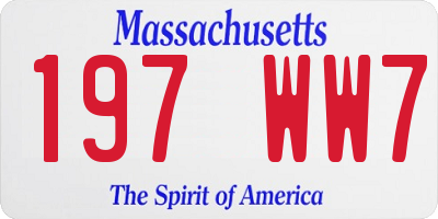 MA license plate 197WW7