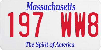 MA license plate 197WW8