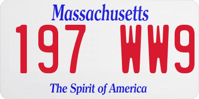 MA license plate 197WW9