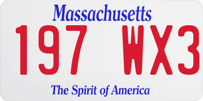 MA license plate 197WX3