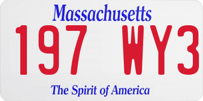 MA license plate 197WY3