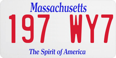MA license plate 197WY7