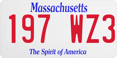 MA license plate 197WZ3