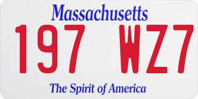 MA license plate 197WZ7
