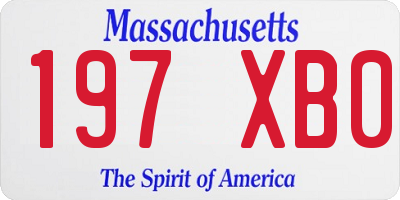 MA license plate 197XB0