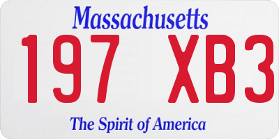 MA license plate 197XB3
