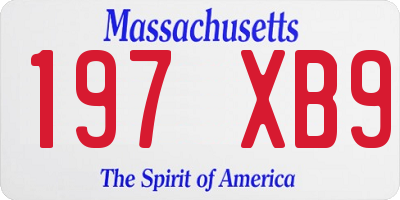 MA license plate 197XB9